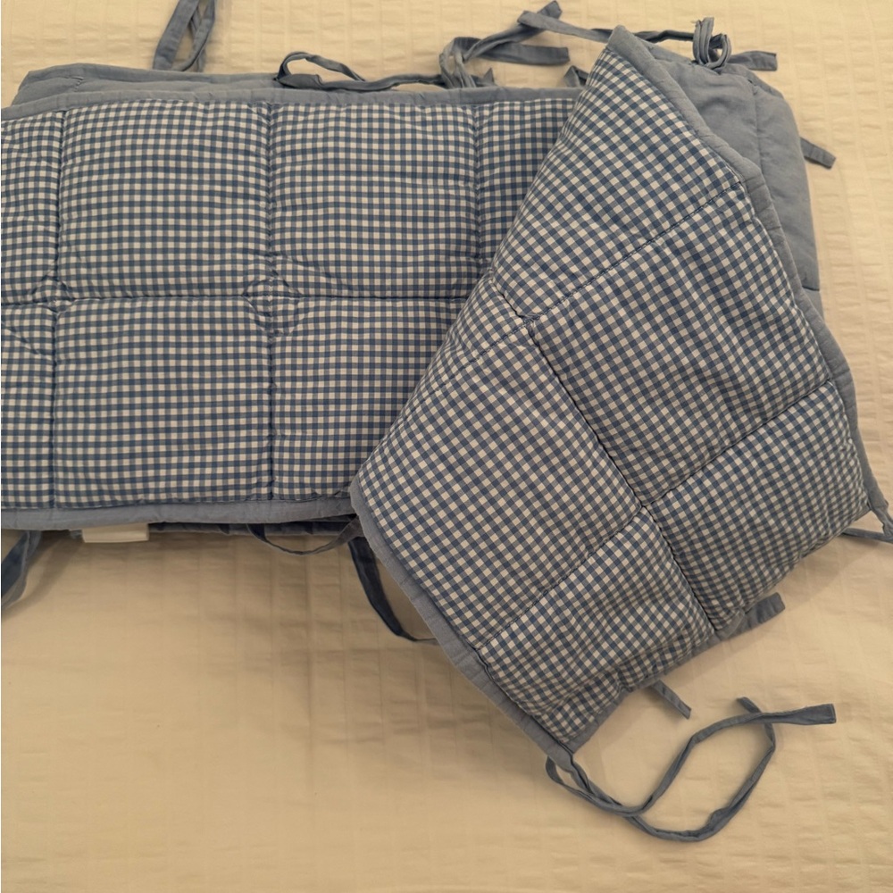 Pottery Barn Kids Blue Gingham Crib Liner